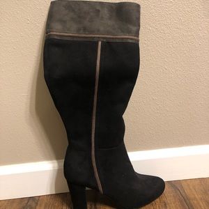 Black high heeled boots